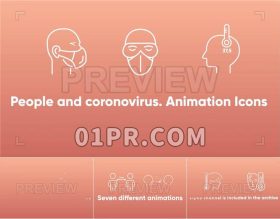 Pr视频素材 7组病菌病毒医学注意事项动画图标 Pr素材